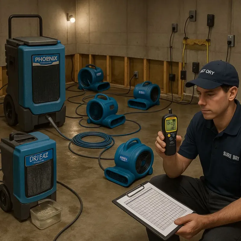 Structural Drying and Dehumidification process in Middlesex County, CT
